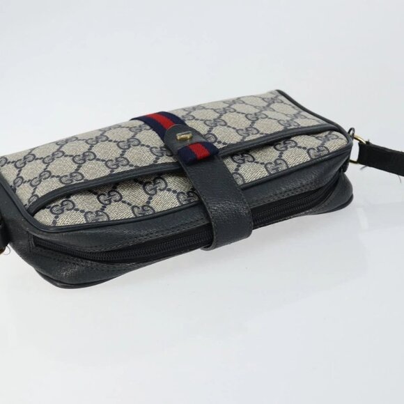 GUCCI GG Supreme Sherry Line Shoulder Bag PVC Navy Gold 10 02 055 Auth ep11283 - Picture 7 of 16